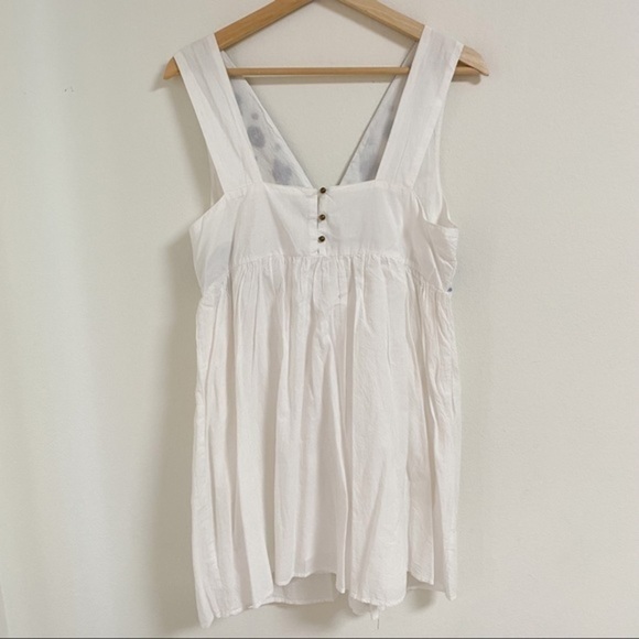 En creme white with blue embroidered vneck sleeveless tunic dress NWT - Picture 6 of 7